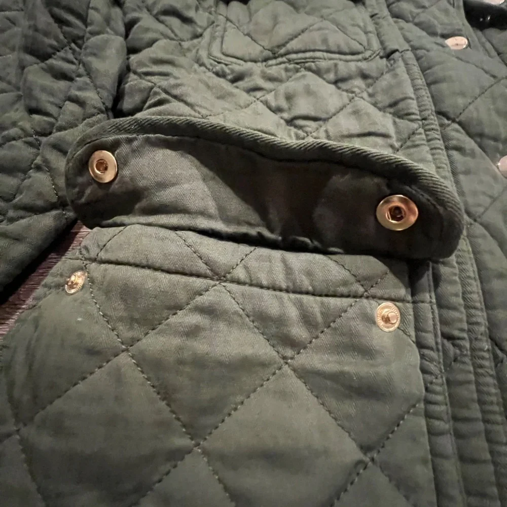J. Crew Quilted Downtown Field Green Cotton Zip Gold Snap Jacket XS - Picture 5 of 13